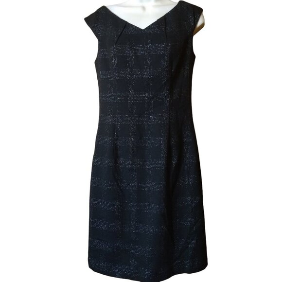 Mossimo Stretch Women's Size 6 Black & Silver Patterned Sleeveless V-Neck Dress - Picture 1 of 5